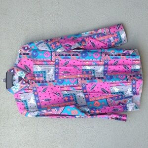 VTG Panhandle Slim Pink Aztec Cowboy Shirt 16 x 34